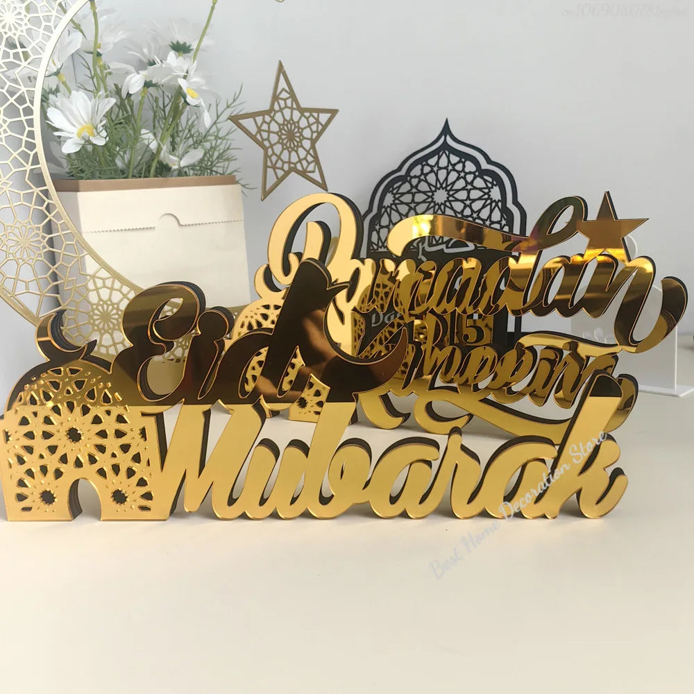Ramadan Bismillah Acrylic Wooden Ornament Eid Mubarak Home Decoration Islamic Muslim Party Supplies Alhamdulillah Mashallah 2025