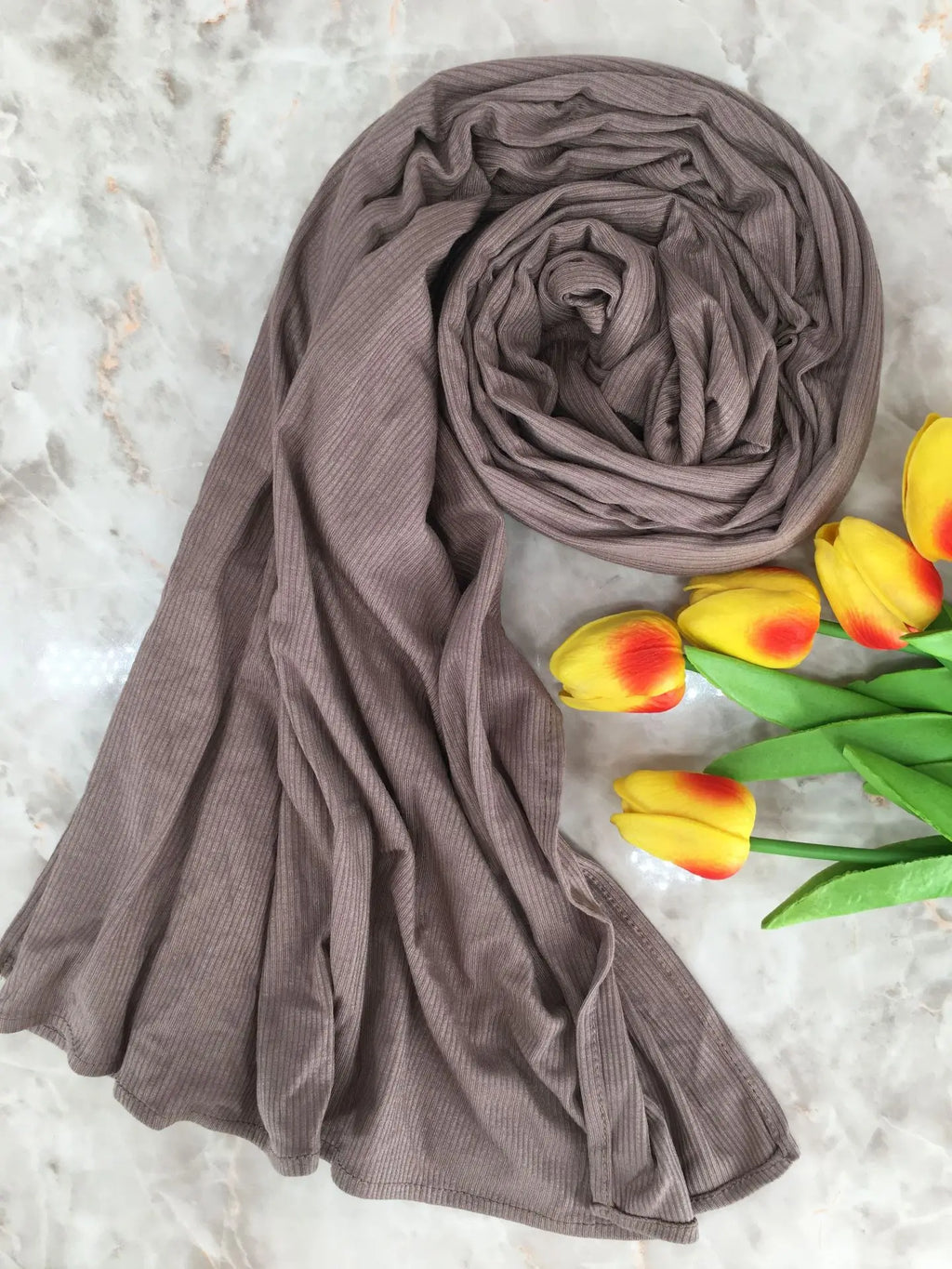 Premium Bamboo Ribbed Jersey Hijab Scarf for Women Elastic Breathable Thread Knitted Scarf Women Soft Striped Headscarf Bandana