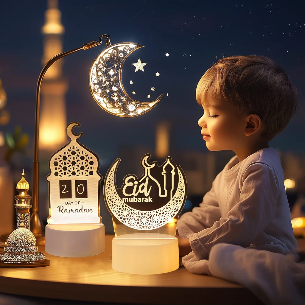 3D Led Lamp Ramadan Night Light Led Moon Star Eid Bedroom Decoration Light Ornament Ramadan Decoration For Home
