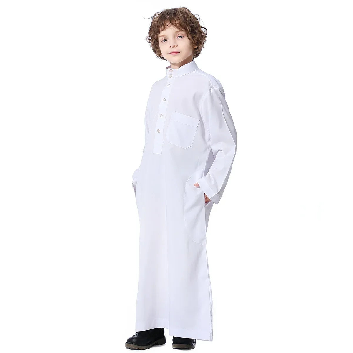 Muslim Saudi Arab Boys Robe Kids Abaya Kaftan Prayer Islam Ramadan Clothing Long Sleeve Thobe Middle East Teenage Dress Dubai