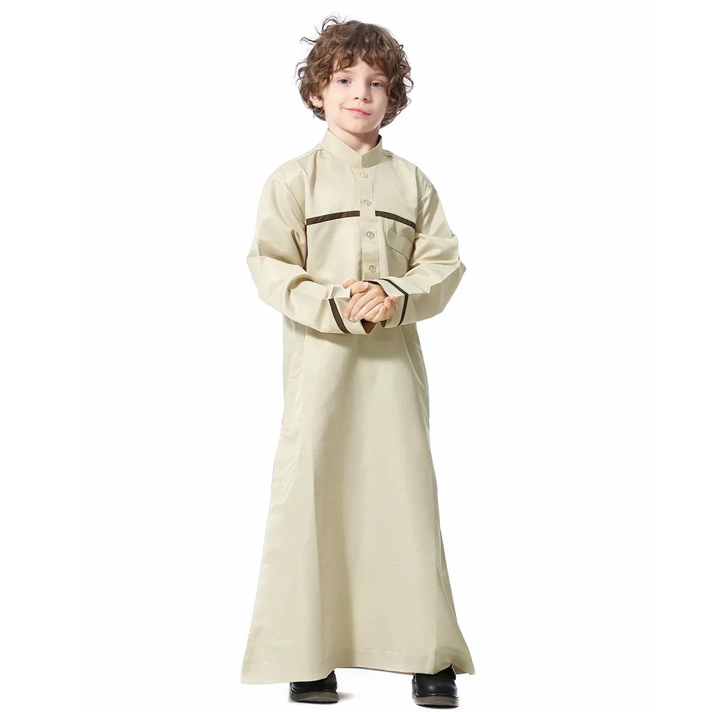Muslim Saudi Arab Boys Robe Kids Abaya Kaftan Prayer Islam Ramadan Clothing Long Sleeve Thobe Middle East Teenage Dress Dubai