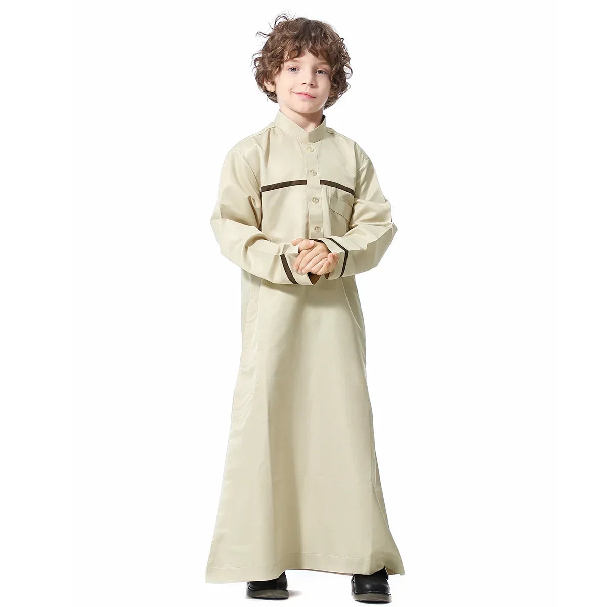 Muslim Saudi Arab Boys Robe Kids Abaya Kaftan Prayer Islam Ramadan Clothing Long Sleeve Thobe Middle East Teenage Dress Dubai