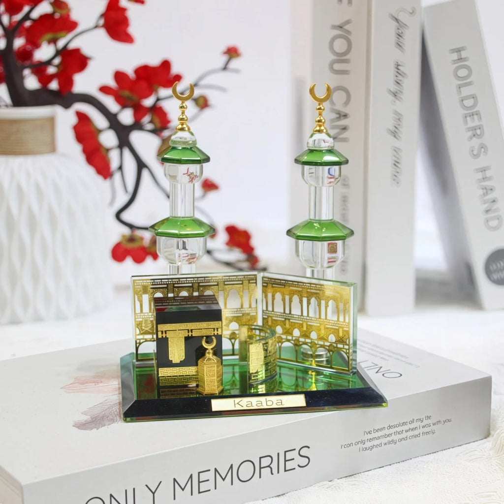 Muslim Kaaba Clock Tower Model Desktop Car Ornament Islamic Home Decor  Islamic Architecture Crystal Collectible Figurines