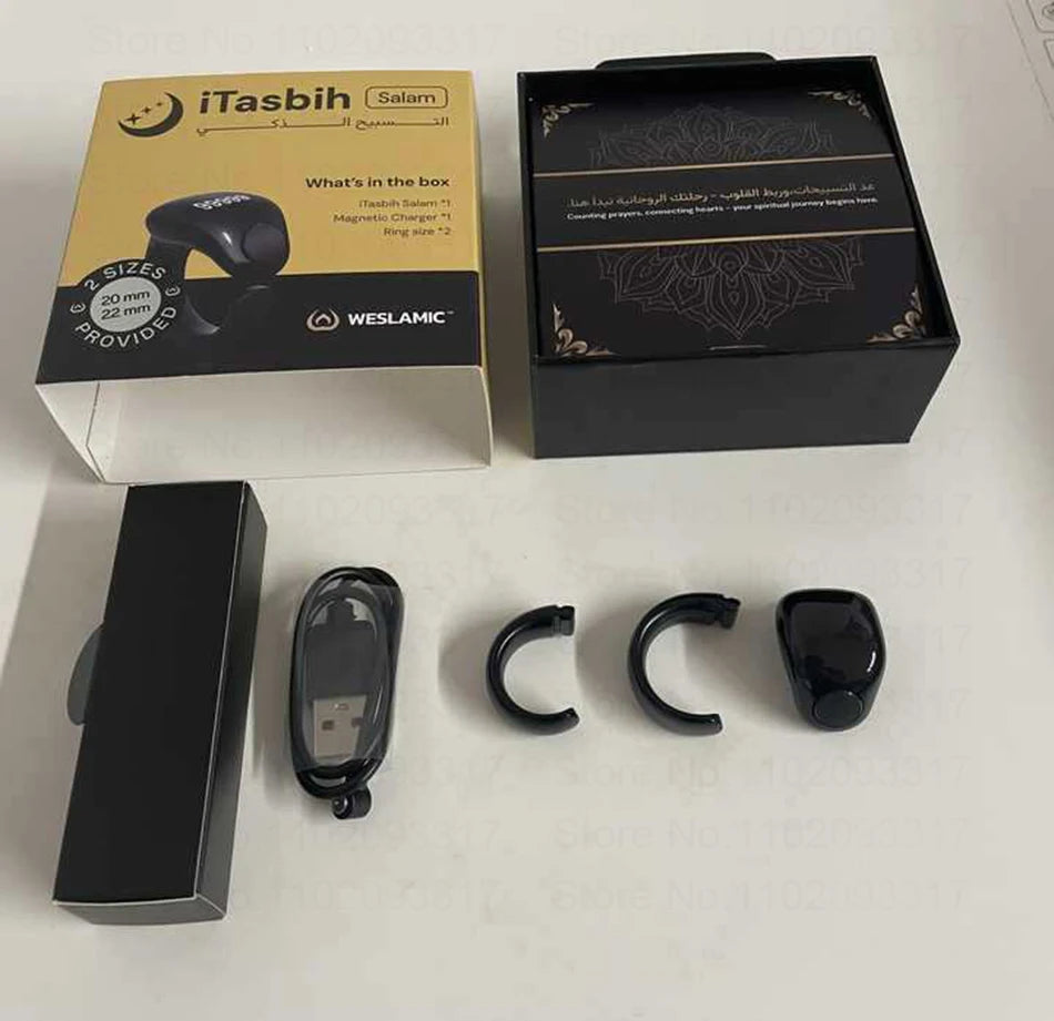 Weslamic Smart Tasbeeh Zikr Ring Islamic Tally Digital Counter for Muslims Praise Prayer Reminder Magnetic Charging Waterproof