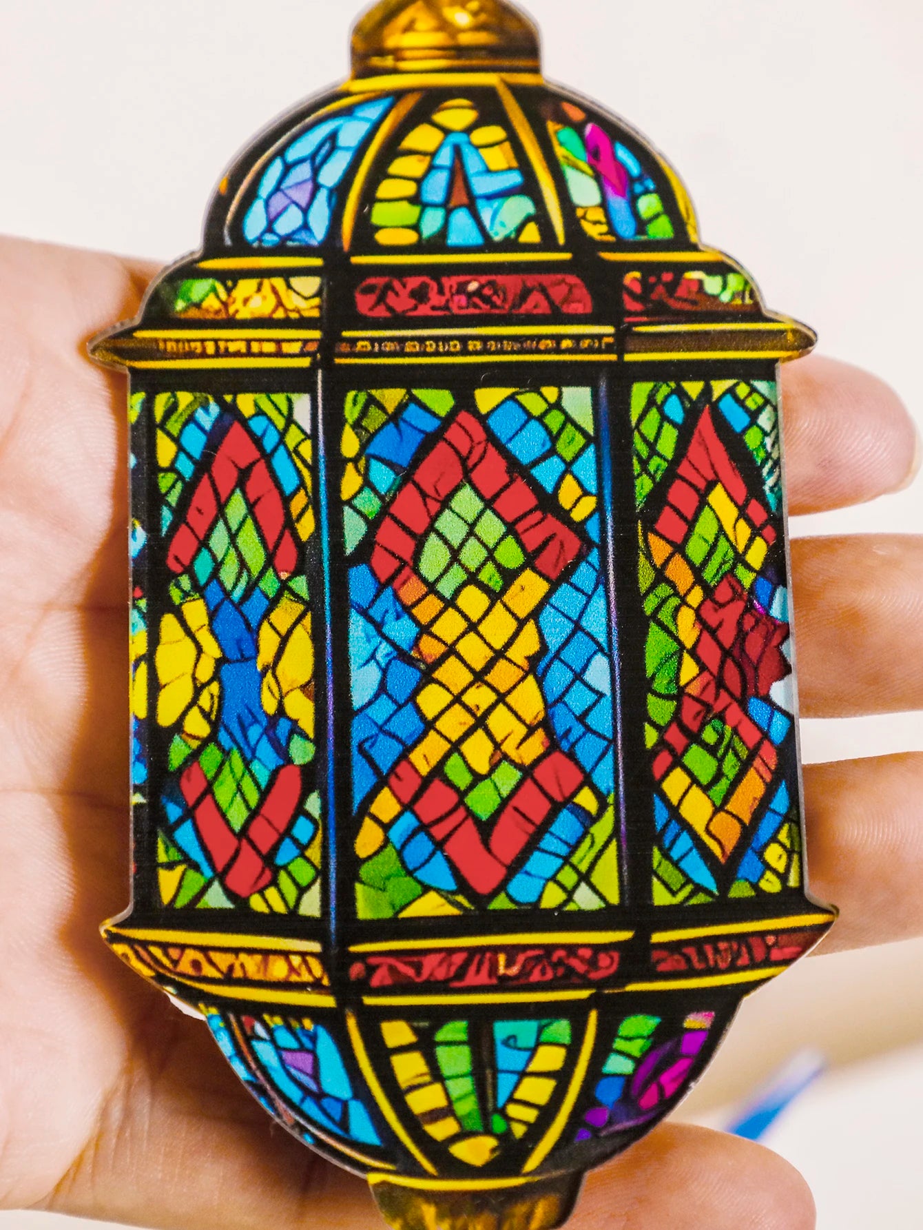 Ramadan Mubarak Decor Crescent Moon Table Ornaments with Lantern Pendant Islamic Eid Festival Home Decorations Muslim Party Gift