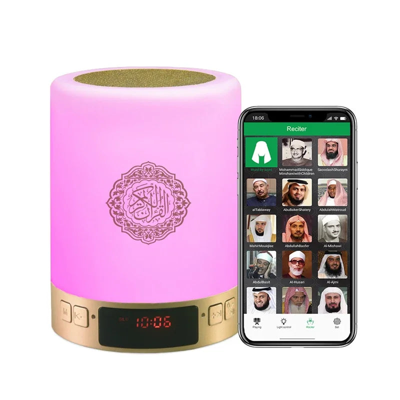 AZAN Islamic Quran Speaker Night light mp3 APP control Coran Player Quran lamp with 16G memory card veilleuse coranique