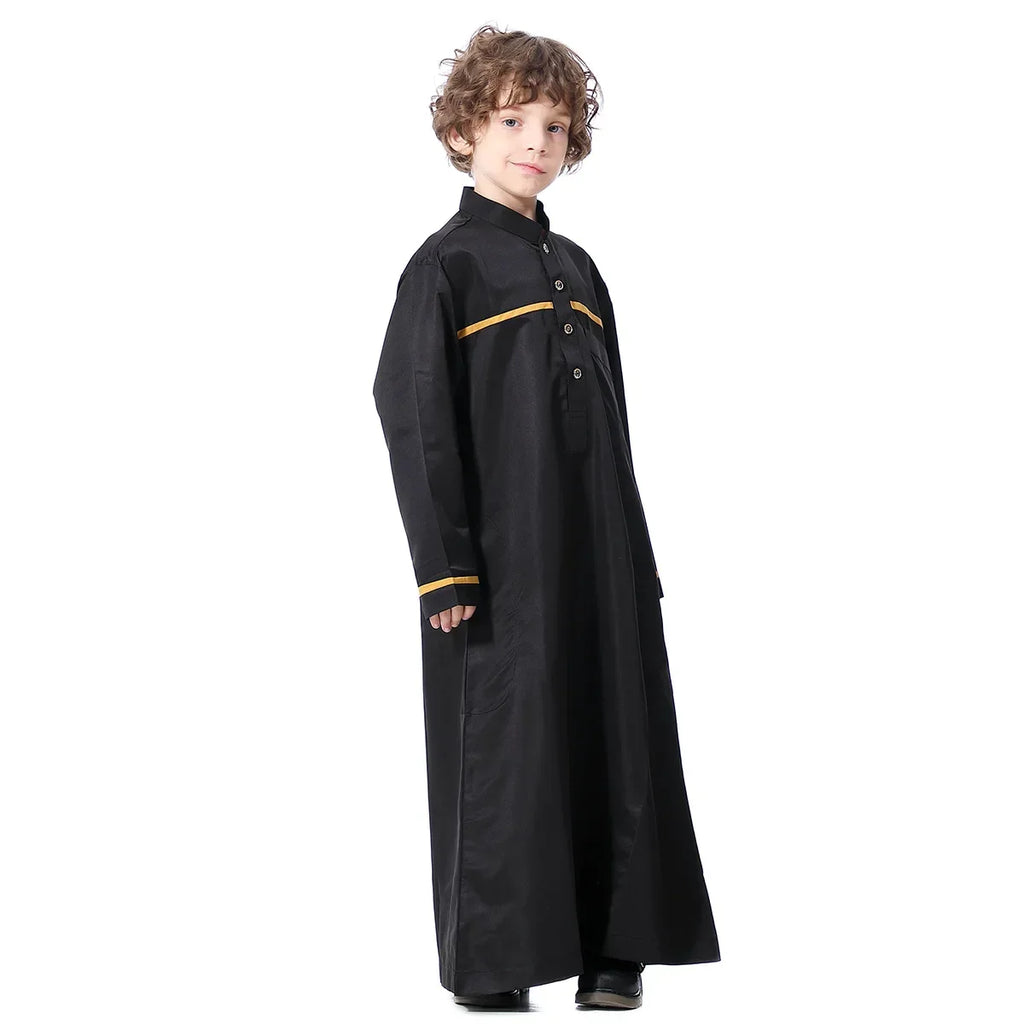 Muslim Saudi Arab Boys Robe Kids Abaya Kaftan Prayer Islam Ramadan Clothing Long Sleeve Thobe Middle East Teenage Dress Dubai