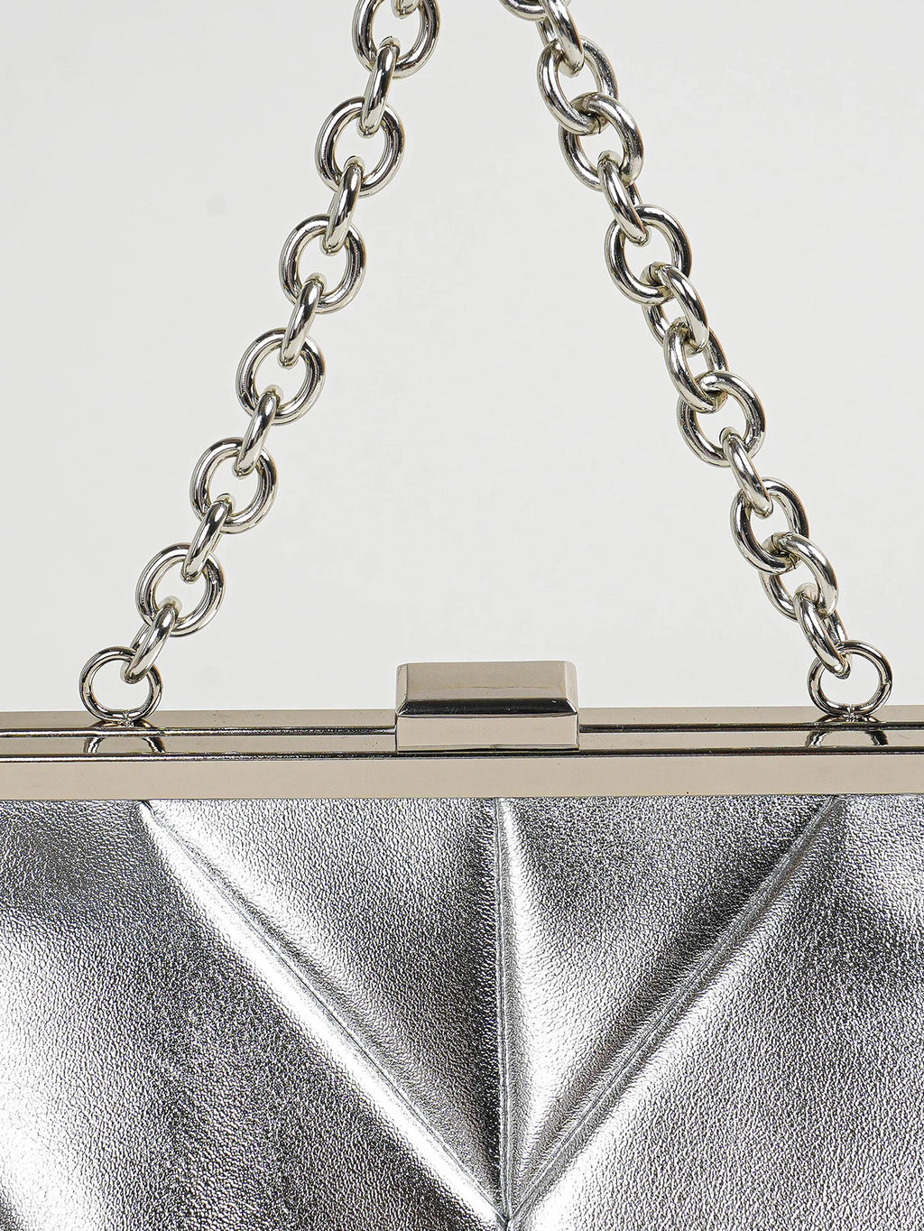 1 PC Matallic PU Leather Elegant Pleated Kiss-Lock Closure Evening Bag,Shinny Metal Chain Holder Frame Cross Body Clutch Bag,Kis