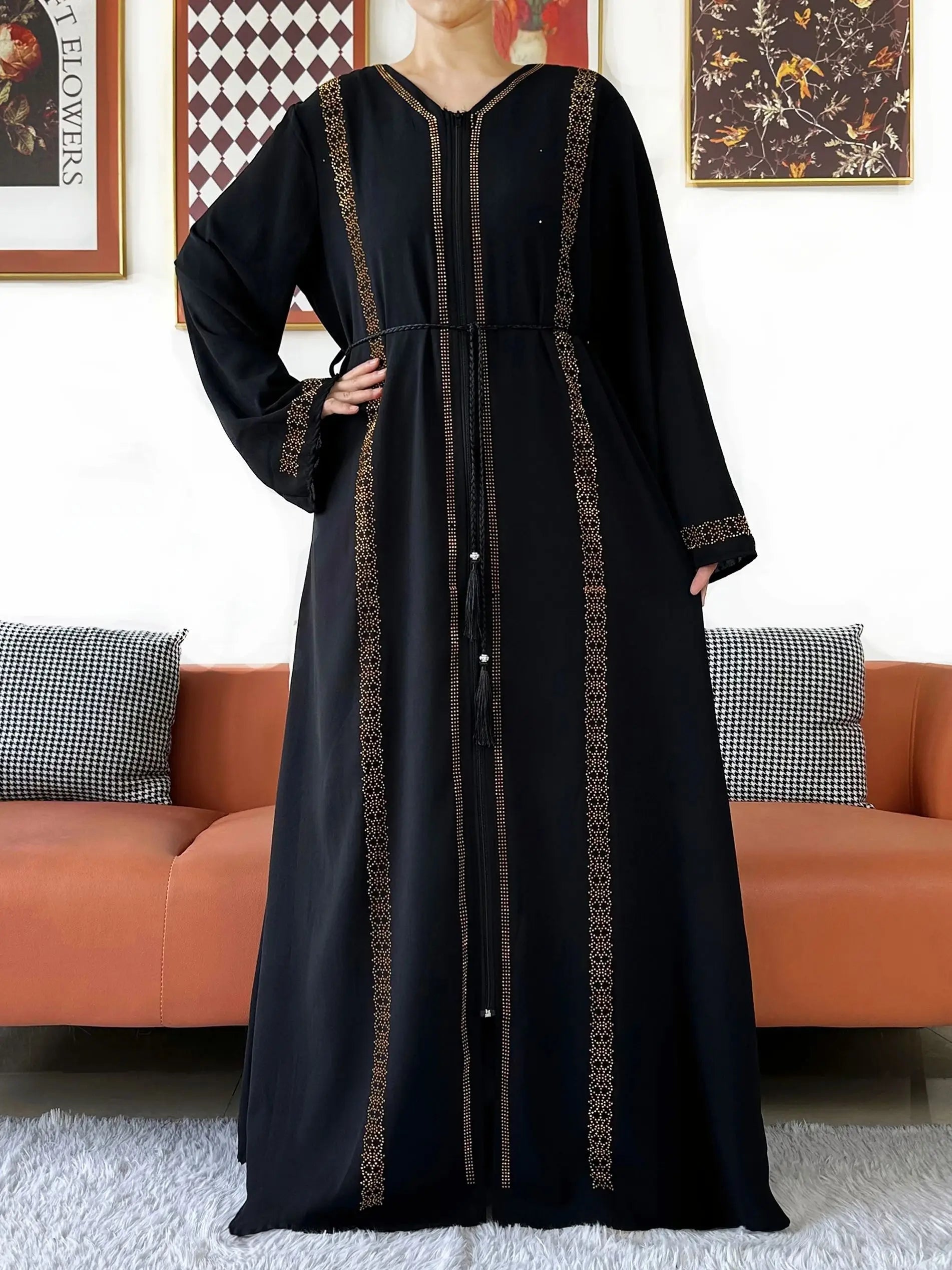 New Elegant Women Abaya Long Sleeve Chiffon Loose Open Abaya Muslim Islamic Clothing Cardigan Style Muslim Fashion Dresses