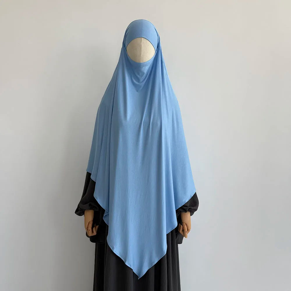 Premium Cotton Jersey Khimar Stretchy Lightweight Breathable One Layer Islam Muslim Women Eid Ramadan Long Prayer Hijab Khimar
