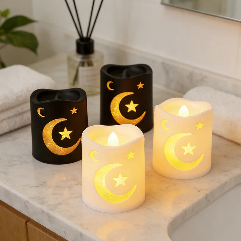 Creative Eid Mubarak Candle Lamp Ramadan Crescent Moon and Star Night Light Islamic Muslim Party Decor Eid Party Supplies