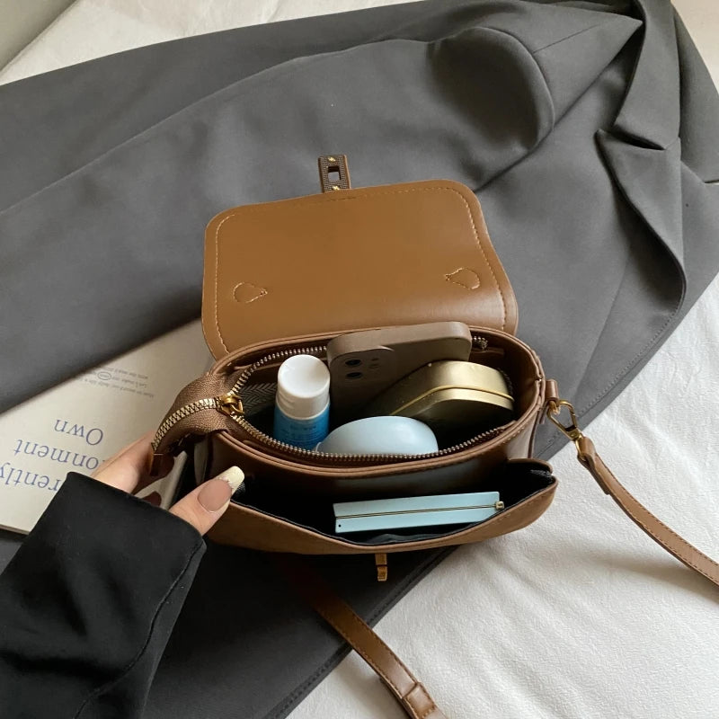 Branded Mini Square Flap Cross Body Bags For Women Luxury Designer Purses And Handbags PU Suede Shoulder Saddle Bag