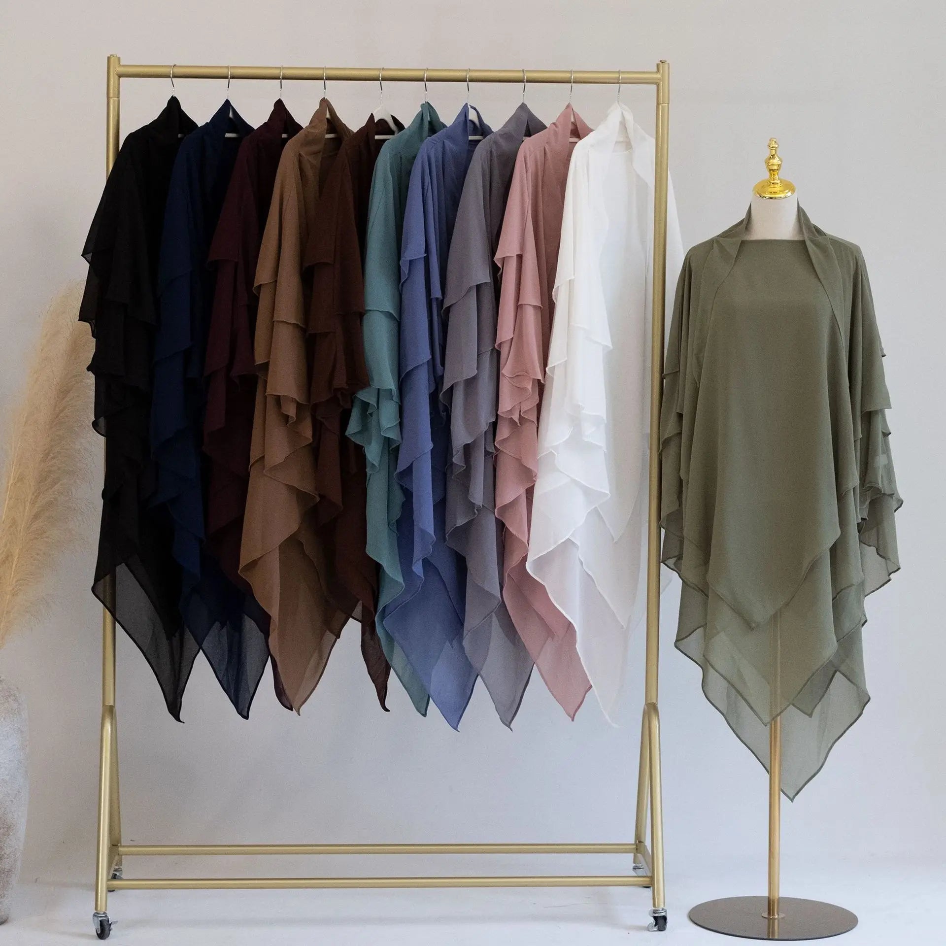 Long Khimar Women Muslim Hijab Prayer Eid 3 Layers Chiffon 2025 Hijabs Headscarf Shawl Veil Long Three-Layer Djellaba Niqab