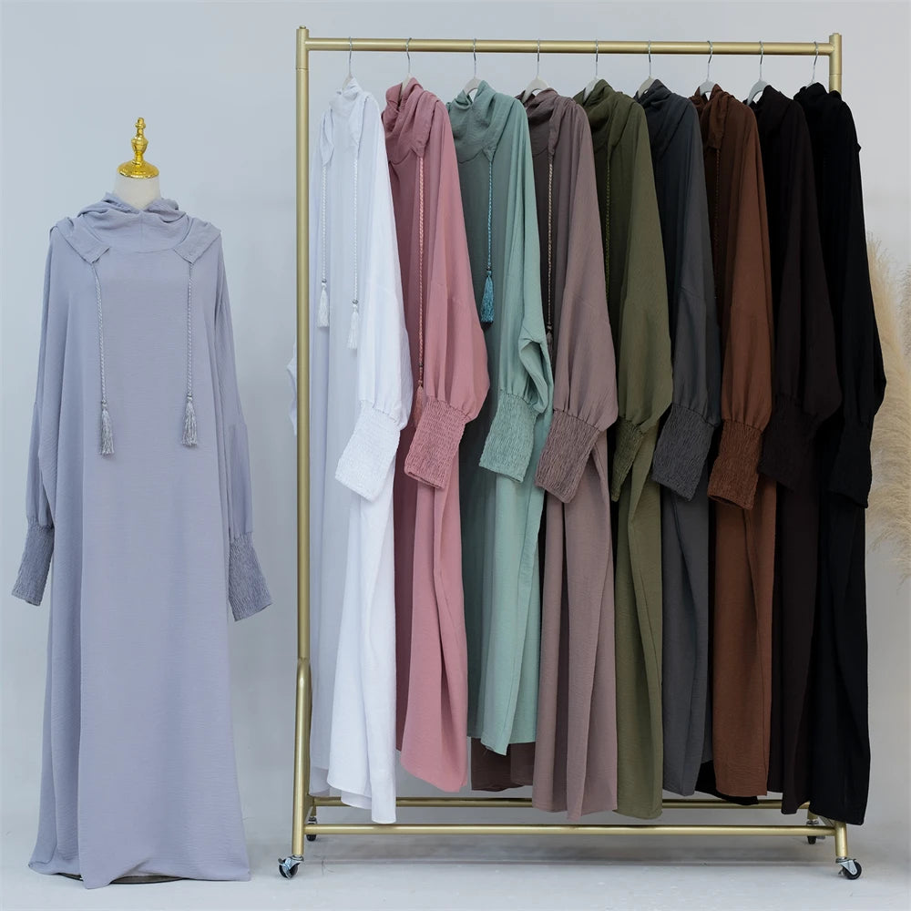 Ramadan Eid Dubai Linen Khimar Abaya Damen Muslim Modal Hijab Dress Kaftan Abayas For Women Kebaya Robe Femme Musulmane