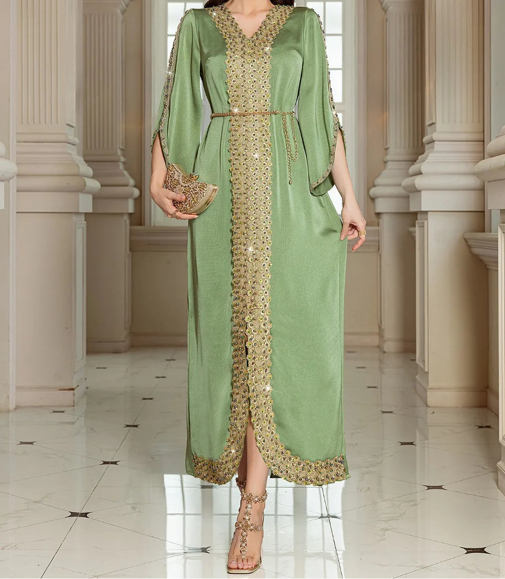 Dress for Women  Jalabiya Lace Diamond Party Dresses Abaya Long Robe Morocco Dubai Kaftan Vestidos Largos 2025