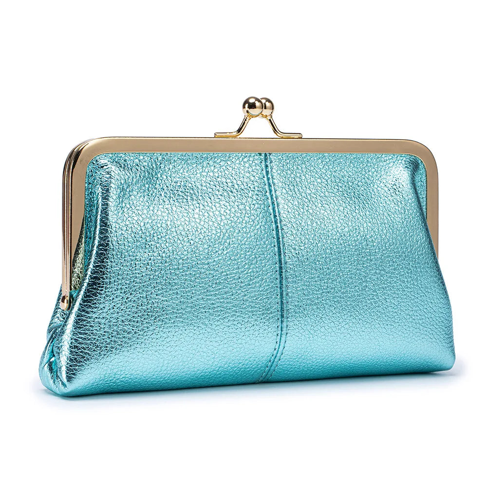 Genuine Leather Long Clutch Wallet Clip Bags Vintage Coin Purse Card Holder Key Lipstick Handbag Phone Pouch Case For Women