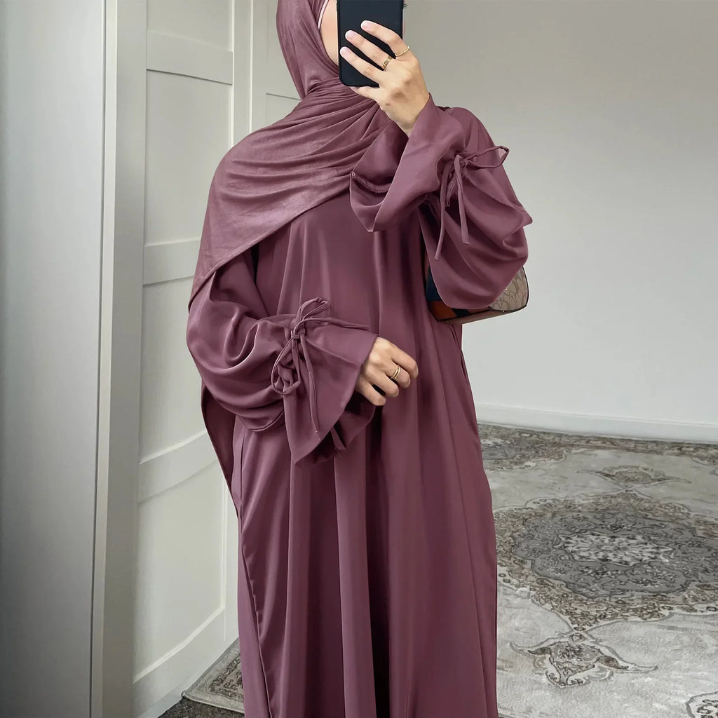 Eid Muslim Dress for Women Abaya Bow Jalabiya Ramadan Lace Up Vestidos Largos Islam Arab Long Robe Morocco Dubai Kaftan 2026