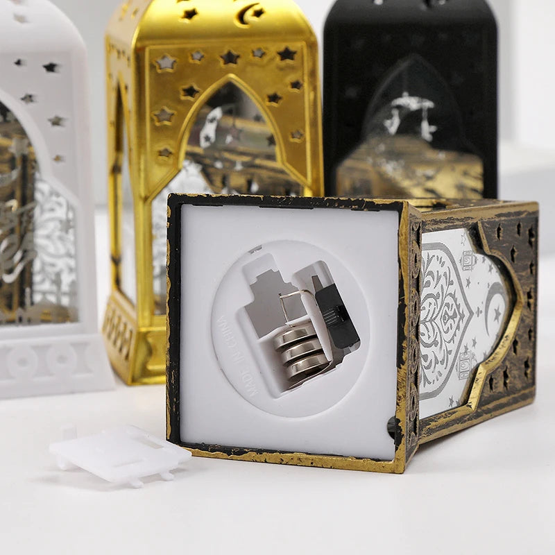 Creative Eid Mubarak Candle Lamp Ramadan Crescent Moon and Star Night Light Islamic Muslim Party Decor Eid Party Supplies