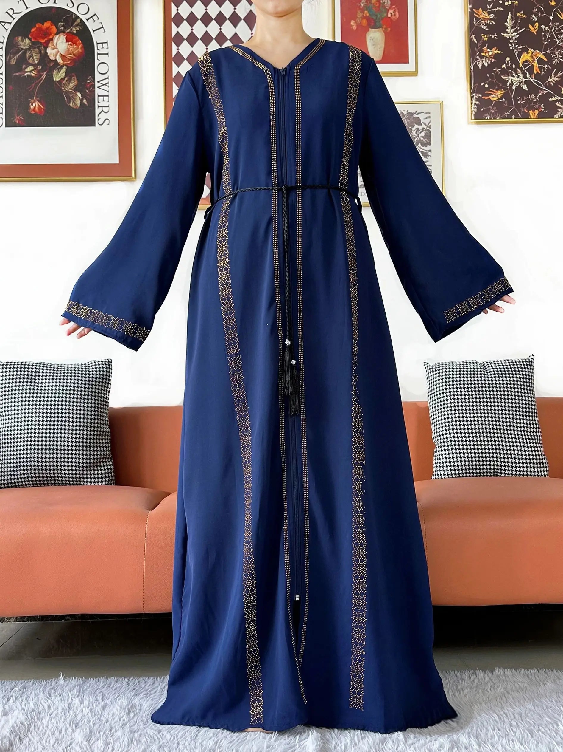New Elegant Women Abaya Long Sleeve Chiffon Loose Open Abaya Muslim Islamic Clothing Cardigan Style Muslim Fashion Dresses