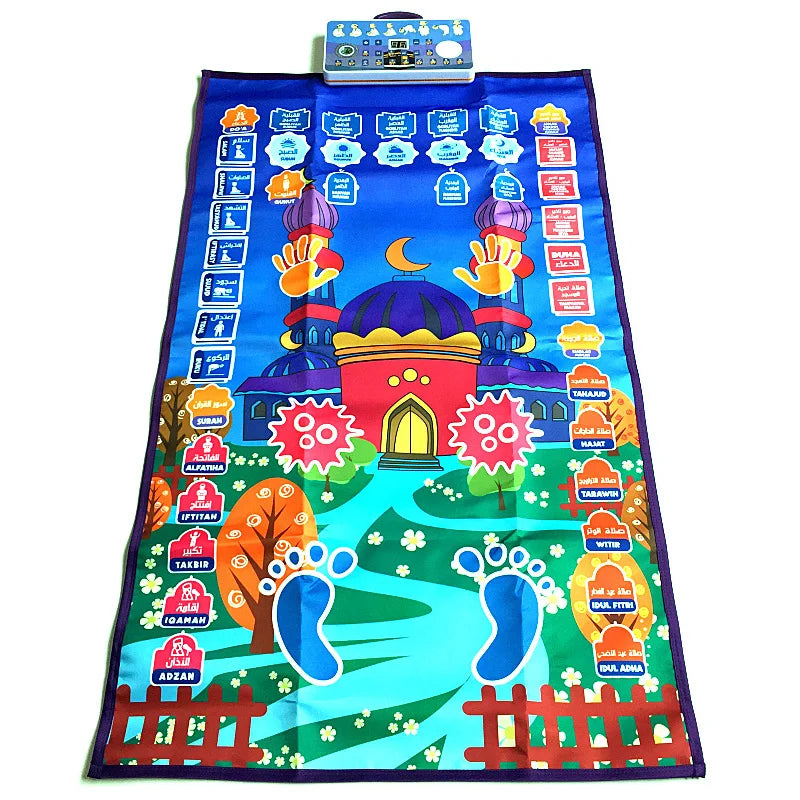 Talking Prayer Mat Educational Interactive Rug Salah Muslim Kids Gift Islam Electronic Worship Blanket Compass Islamic Carpet