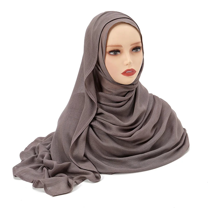 Rayon Viscose Muslim Woman Hijab Cotton Plain Musulman Scarves Solid Islamic Shawls and Wraps Soft Women's Turban Headband Veil