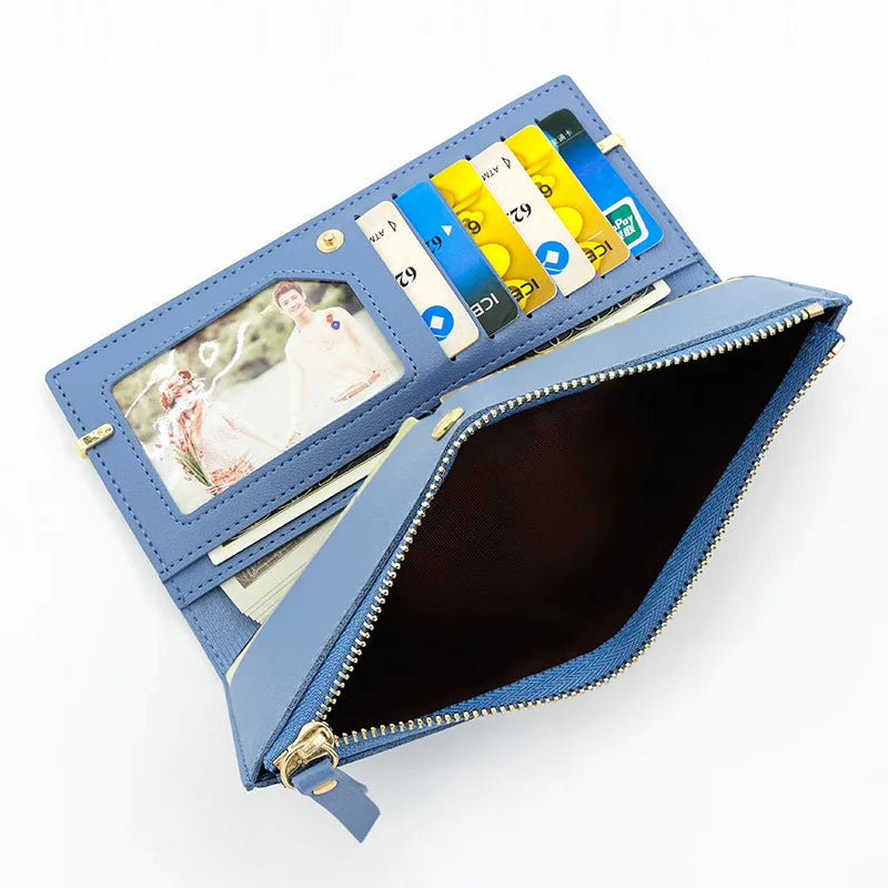 New Women Long Wallets Handbag Zipper Coin Pocket Female Purse Photo Holder Credit Card Holder Women's Clutch Wallet