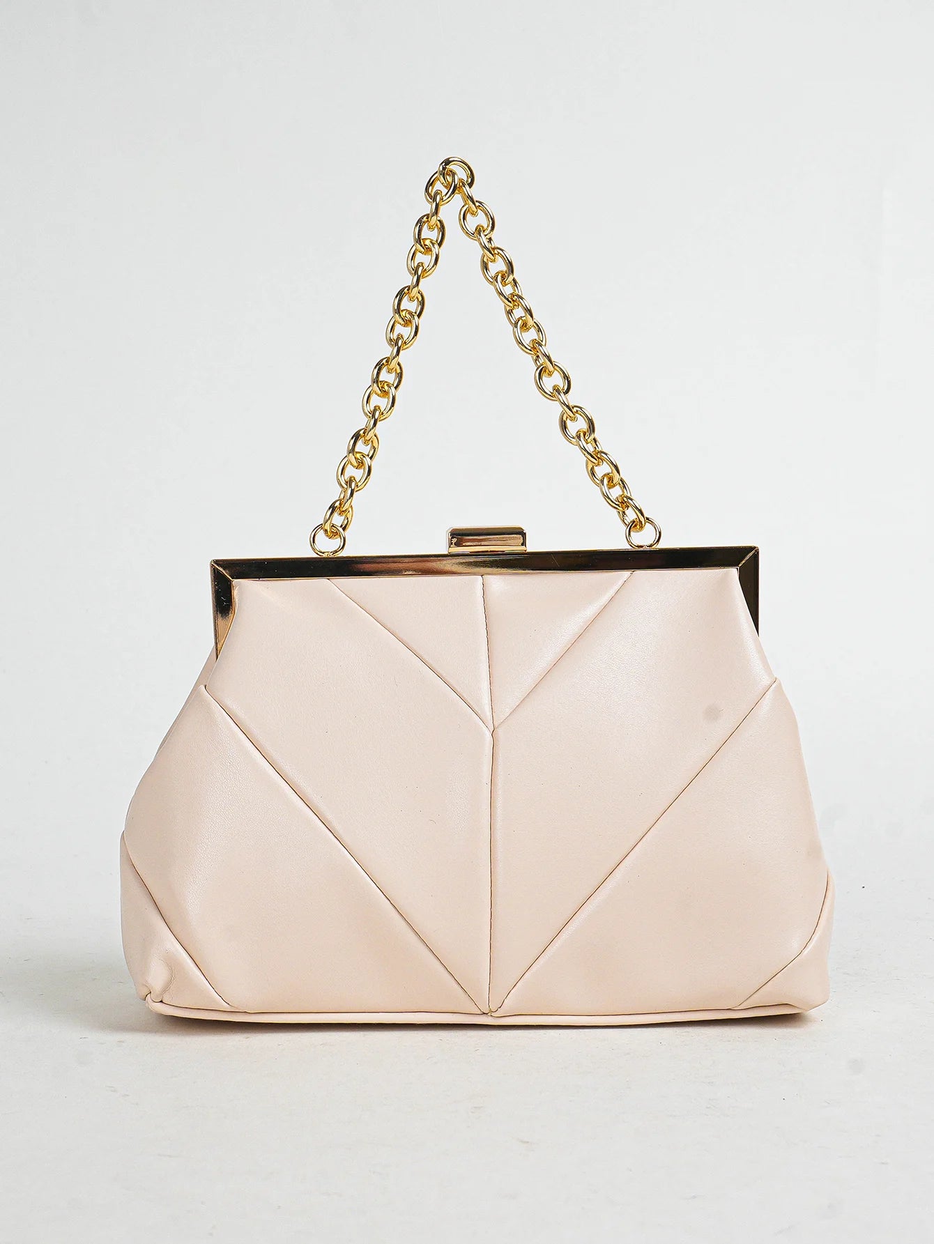 1 PC Matallic PU Leather Elegant Pleated Kiss-Lock Closure Evening Bag,Shinny Metal Chain Holder Frame Cross Body Clutch Bag,Kis