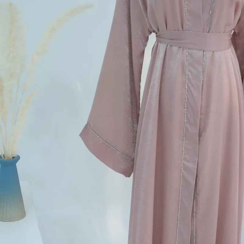 Muslim Modest Cardigan for Women Eid Arab Abaya Dubai Dress Islamic Daily Long Sleeve Clothing Turkey Solid Color Coat Robe