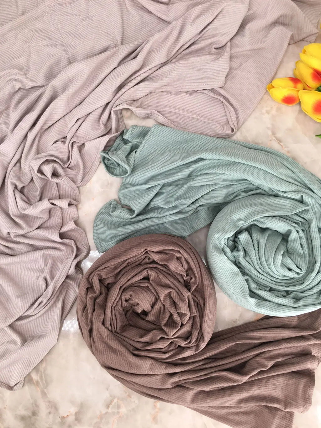 Premium Bamboo Ribbed Jersey Hijab Scarf for Women Elastic Breathable Thread Knitted Scarf Women Soft Striped Headscarf Bandana