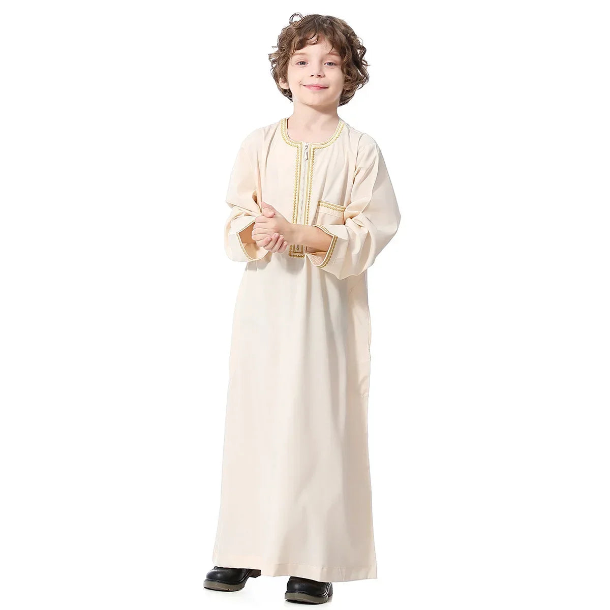 Muslim Saudi Arab Boys Robe Kids Abaya Kaftan Prayer Islam Ramadan Clothing Long Sleeve Thobe Middle East Teenage Dress Dubai