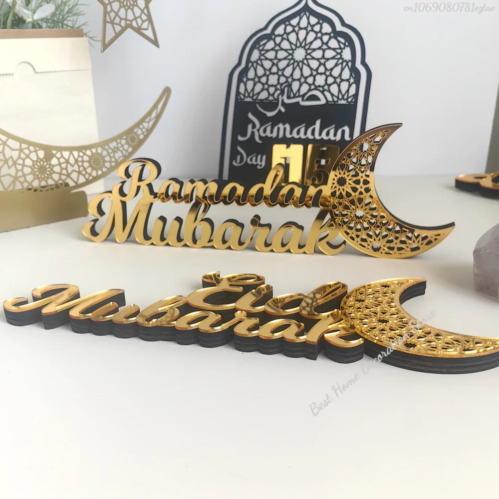 Ramadan Bismillah Acrylic Wooden Ornament Eid Mubarak Home Decoration Islamic Muslim Party Supplies Alhamdulillah Mashallah 2025