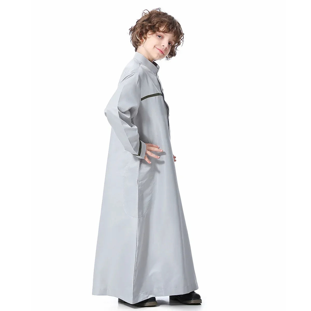 Muslim Saudi Arab Boys Robe Kids Abaya Kaftan Prayer Islam Ramadan Clothing Long Sleeve Thobe Middle East Teenage Dress Dubai
