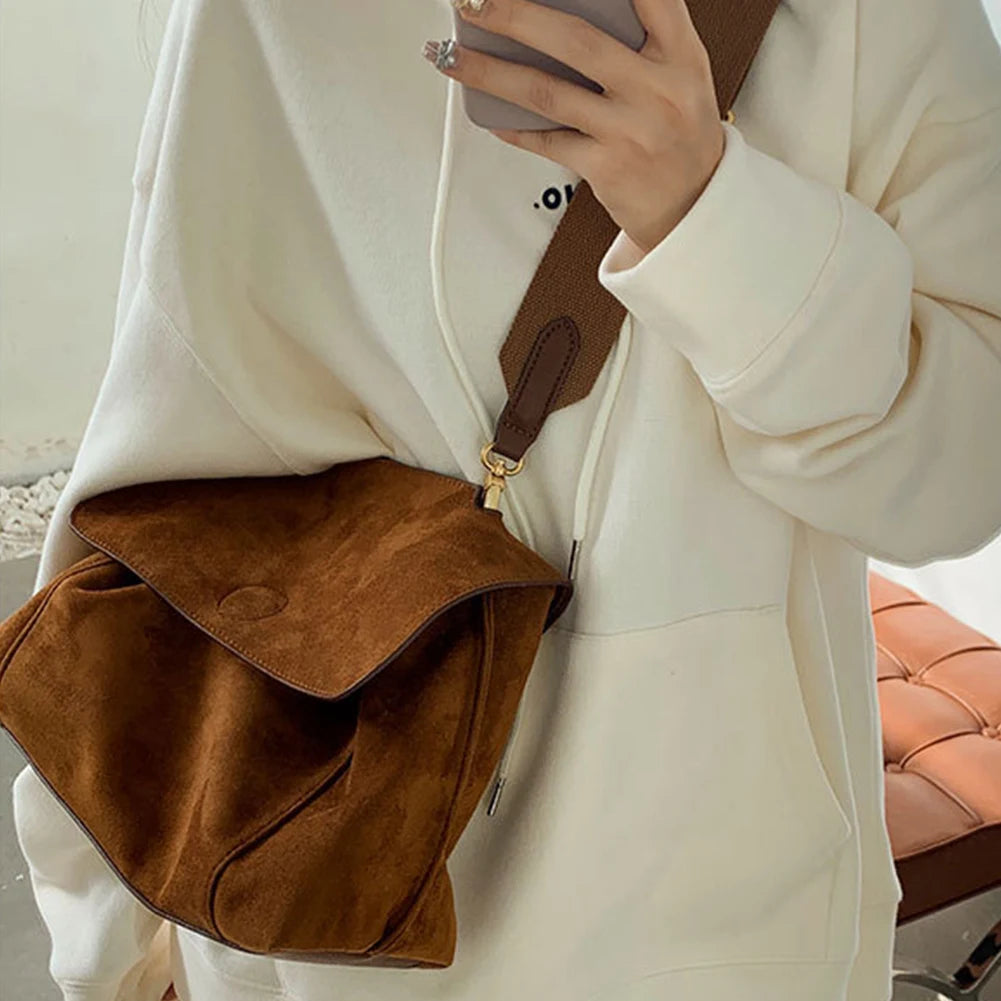 Women Vintage Crossbody Bag PU Leather Daily Shoulder Purse Large Capacity Casual Crossbody Bag Ladies Commute Bag