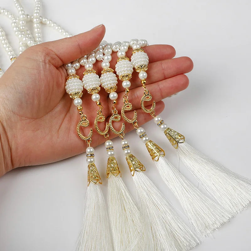 5-20Pcs Muslim Prayer Beads Islamic 99 Pearls Charm Bracelets with Tassel 2026 Eid Mubarak Ramadan Festival Gift Home Decoration