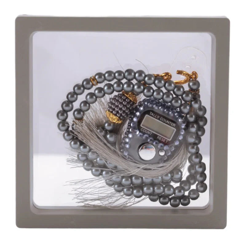 Muslim Prayer Set With Gift Box Pray For 99 Beaded Bracelets Resettable Finger Counter Ring Eid Al-Fitr Prayer Gifts