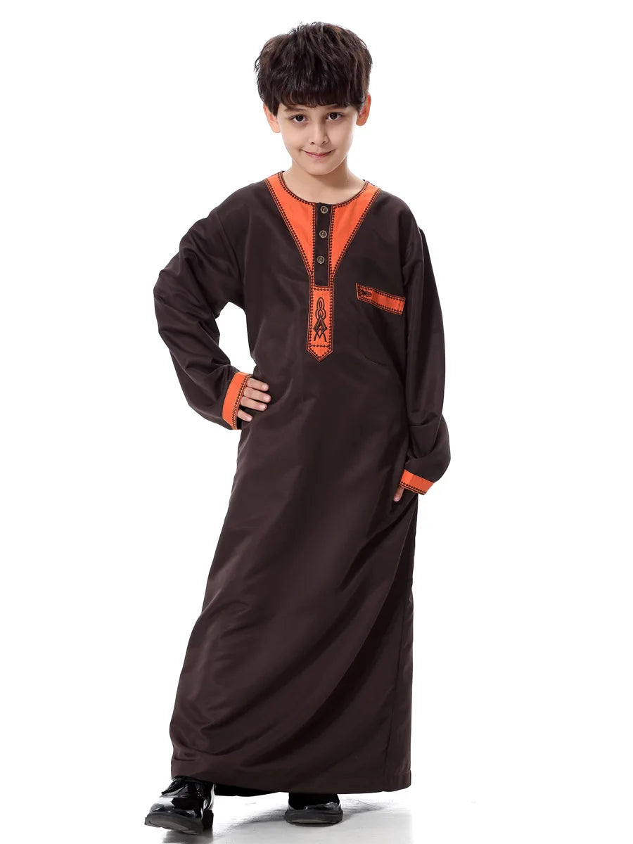 Eid Muslim Kids Abaya Jubba Thobe Dress Kimono Boy Thobe Thawb Caftan for Children Ramadan Long Robes Dress Dubai Arab 2026