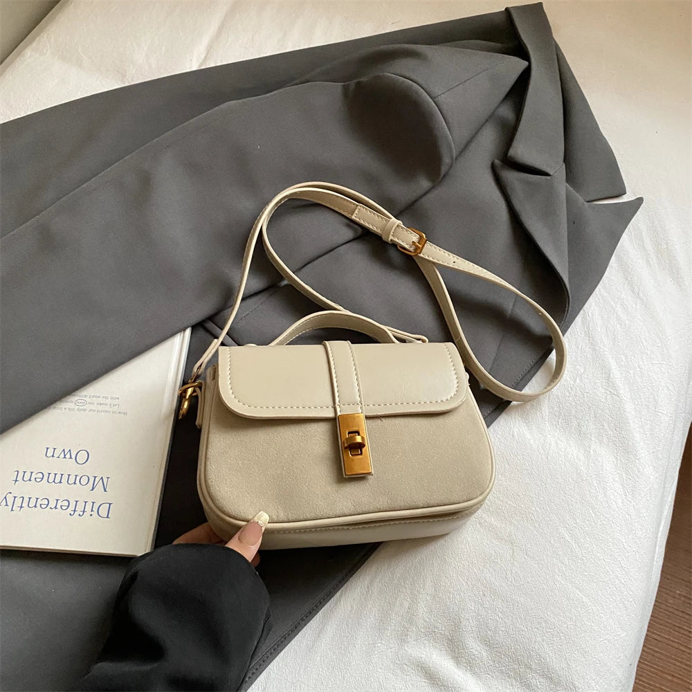 Branded Mini Square Flap Cross Body Bags For Women Luxury Designer Purses And Handbags PU Suede Shoulder Saddle Bag