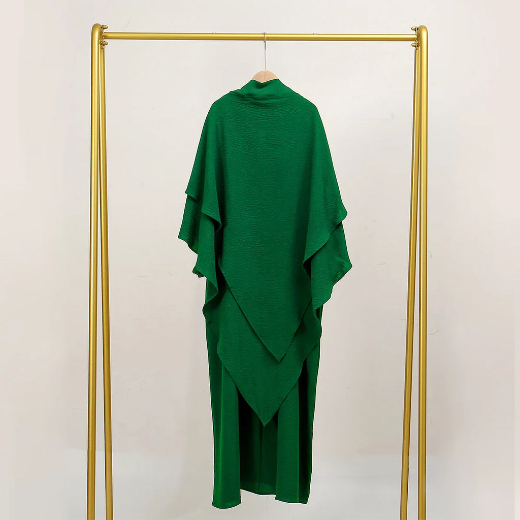 Two Piece Jilbab Prayer Set Abaya for Woman Batwing Hijab Dress Muslim Kimono Kaftan Robe Long Khimar Islam Cloth Jilbab Ramadan