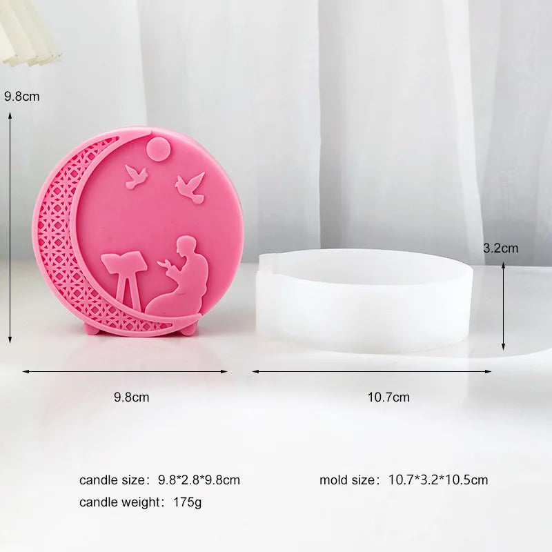 Prayer Arabic Gate Candle Silicone Mold Flat Relief Mosque Architectural Style Soap Resin Mold Eid al Fitr Decor Supplies