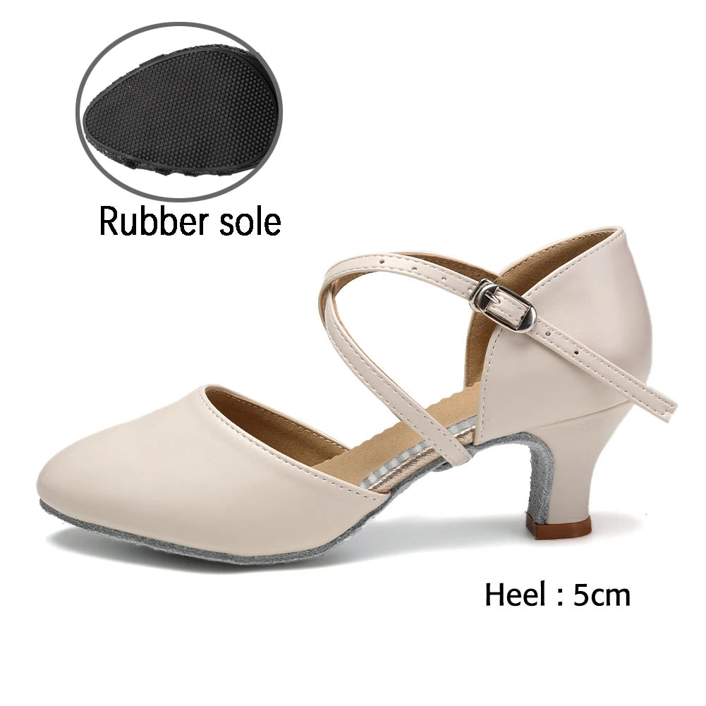 Women Dance Shoes Latin Party Tango Jazz Elegant Dancing Shoes Lace-up Suede Sole Closed Toe Microfiber Leather 7 Colors