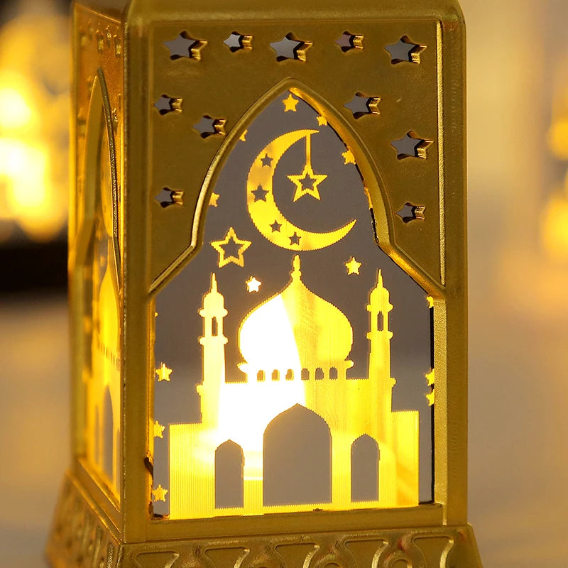 Creative Eid Mubarak Candle Lamp Ramadan Crescent Moon and Star Night Light Islamic Muslim Party Decor Eid Party Supplies