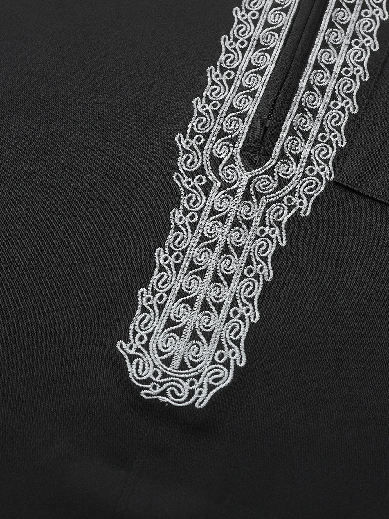 Moroccan Long-Sleeved Embroidered Hood Thobe Muslim Man Abaya Islamic Loose Fit Polyester Elastane Fashion Jubba Thobe for Adults