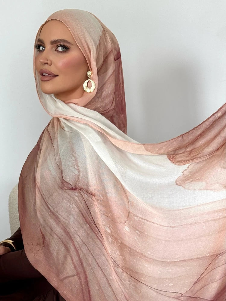 168colors Modal Print Hijab Scarf Premium Soft Breathable Muslim Fashion Headscarf Head Scarf Headwraps for Women Hijabs Turban