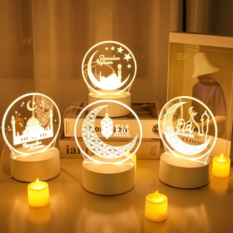 3D Led Lamp Ramadan Night Light Led Moon Star Eid Bedroom Decoration Light Ornament Ramadan Decoration For Home