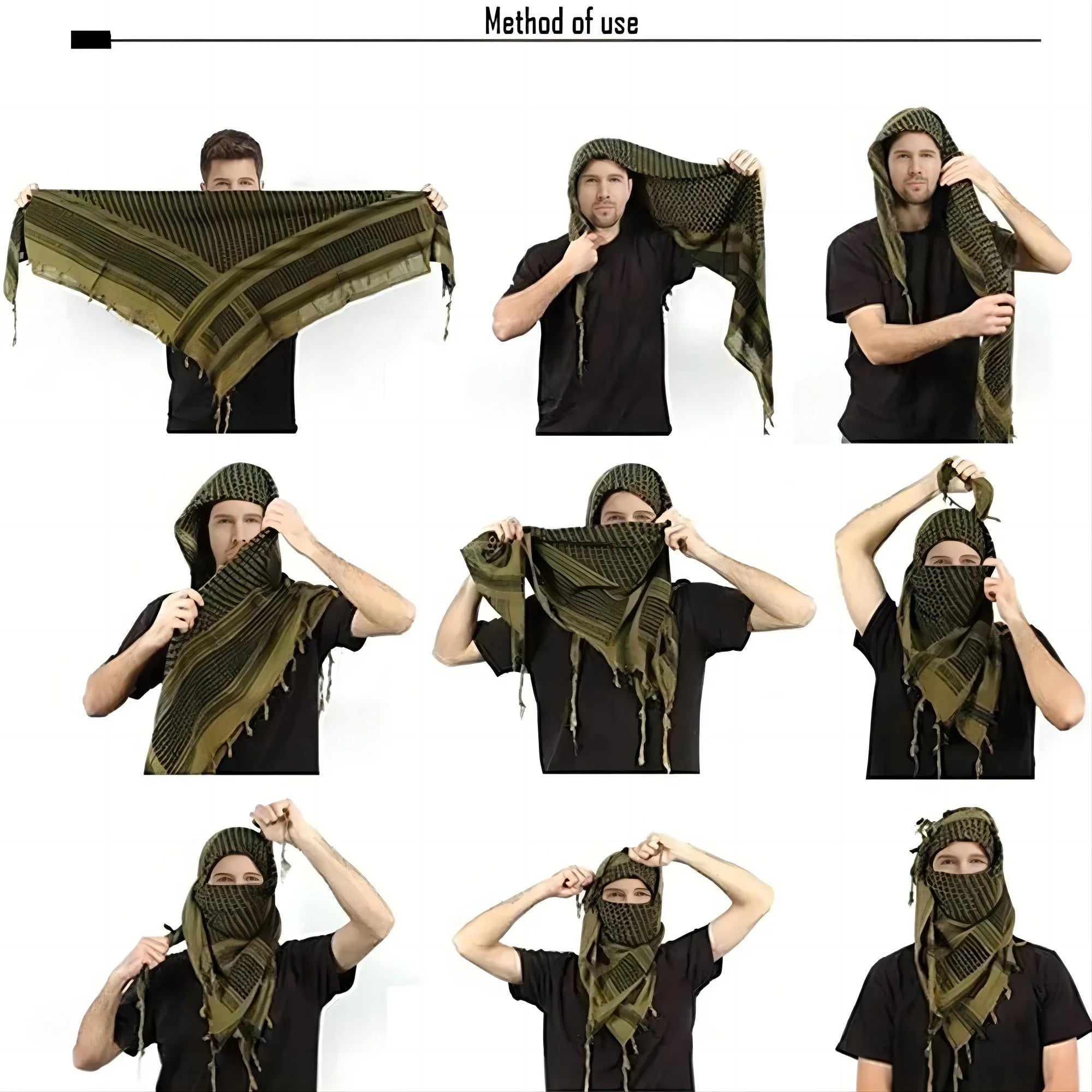 Keffiyeh Tactical Desert Scarf Wrap Shemagh Head Neck Arab Scarf Keffiyeh Scarf Wrap for Men And Women