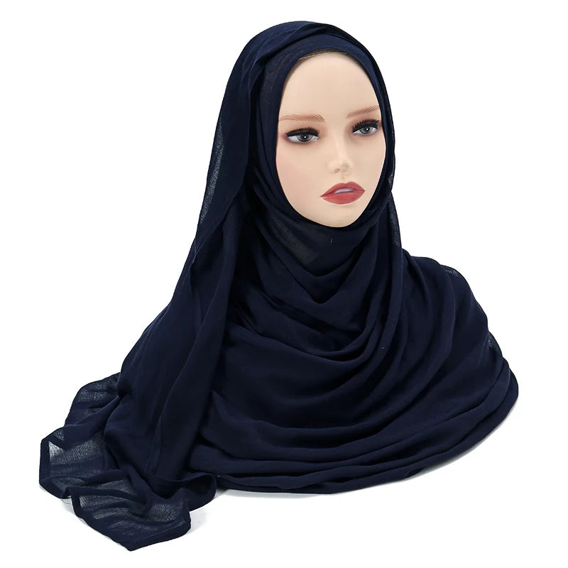 Rayon Viscose Muslim Woman Hijab Cotton Plain Musulman Scarves Solid Islamic Shawls and Wraps Soft Women's Turban Headband Veil