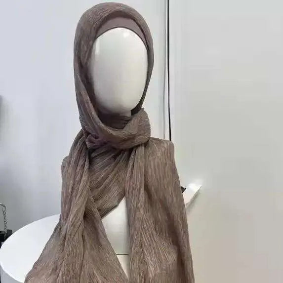 Rayon Cotton Hijab with Inner Cap Set Premium Wrinkle Scarf Headscarf Shawl Dirty Dyed Vintage Soft Muslim Turban Hijabs Women