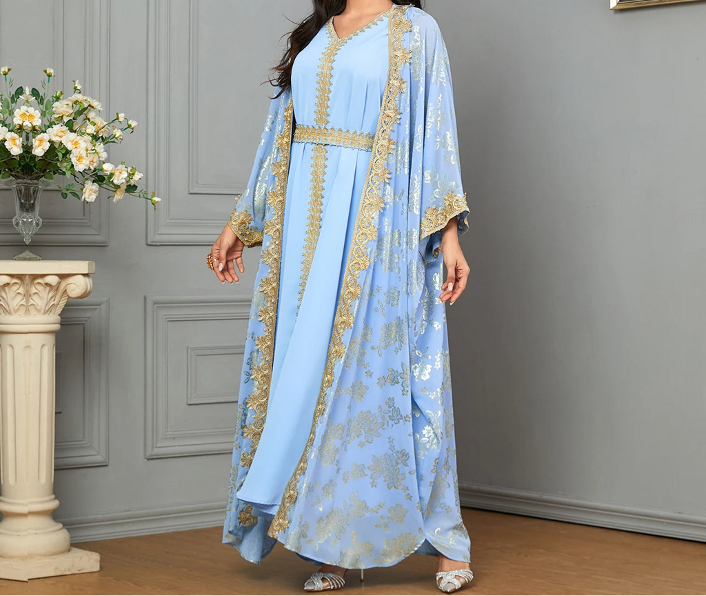 Dress for Women Abaya with Inner Dress 2 Piece Set Jalabiya bayas Robe Caftan Vestidos Largo