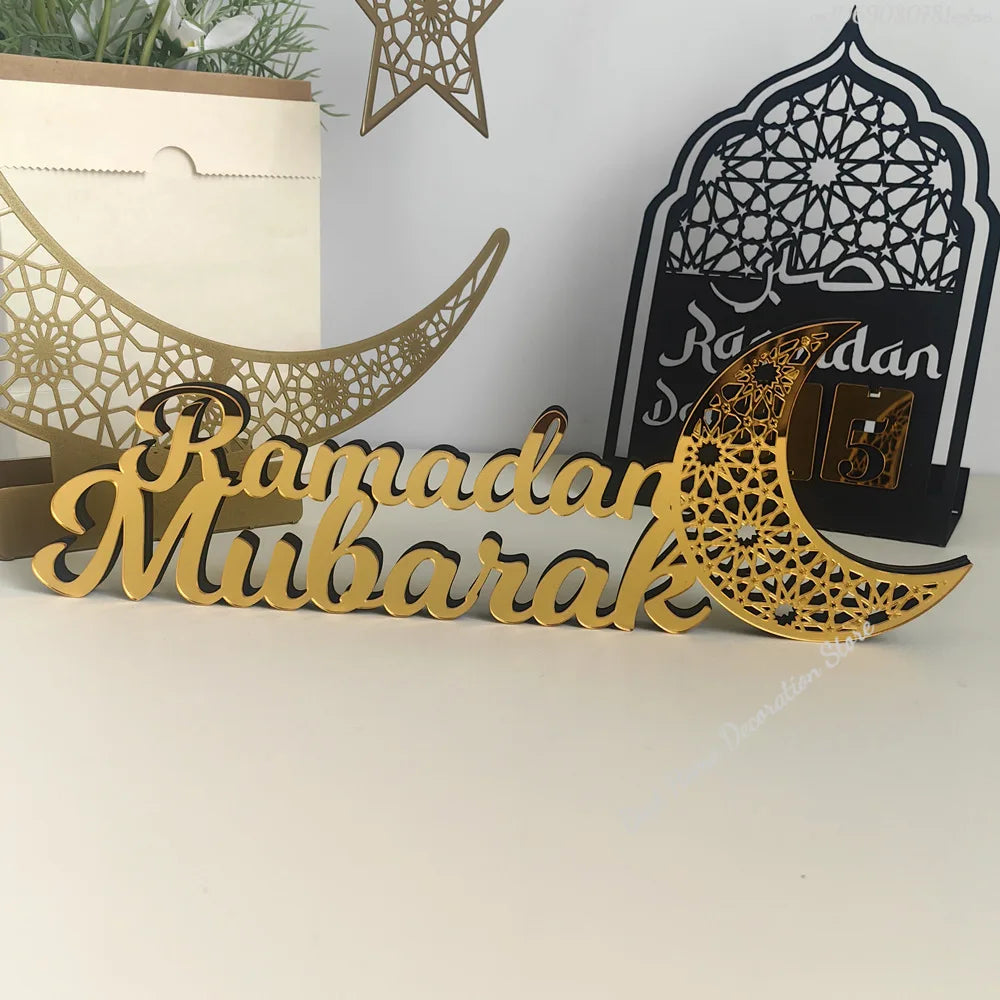 Ramadan Bismillah Acrylic Wooden Ornament Eid Mubarak Home Decoration Islamic Muslim Party Supplies Alhamdulillah Mashallah 2025