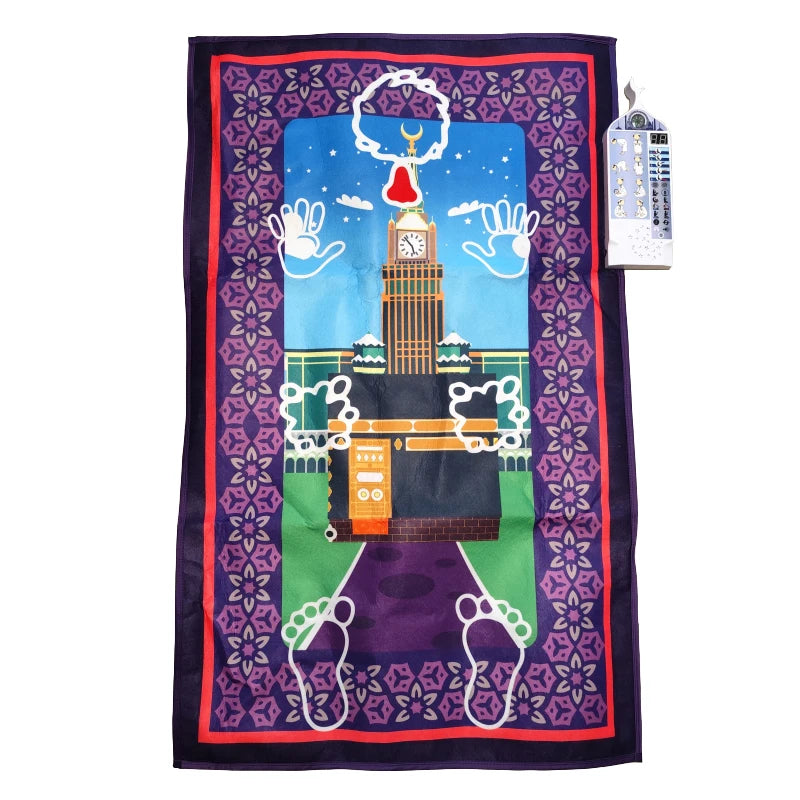 Islamic Prayer Rug Electronic Worship Blanket Muslim Kids Prayer Carpet Children Pray Teaching Salat Musallah Praying Mat